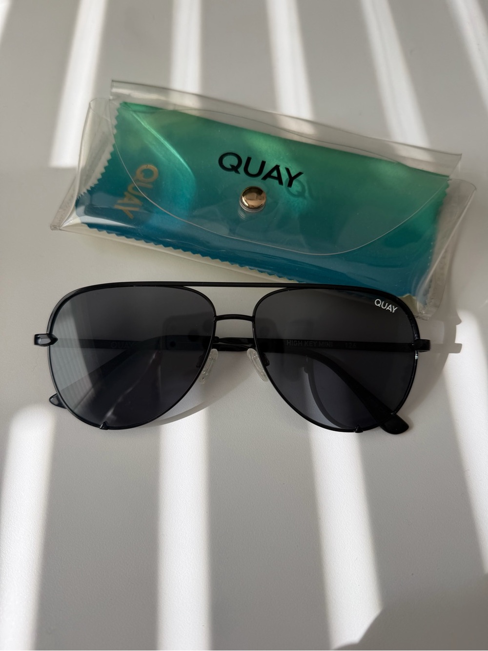 Quay Australia Black Aviator Sunglasses with Case